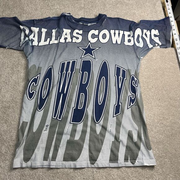Rare VTG MAGIC JOHNSON Dallas Cowboys All Over Print Single Stitch T Shirt 90 L - Picture 2 of 8